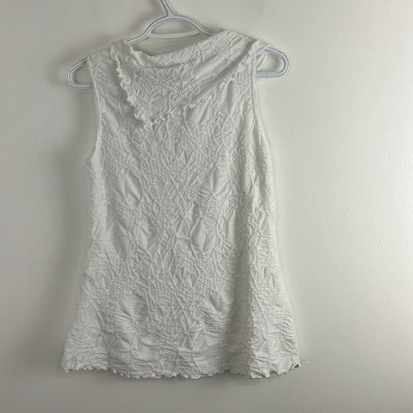 Joseph Ribkoff White Lettuce-Leaf Style Sleeveless Top - Picture 6 of 8